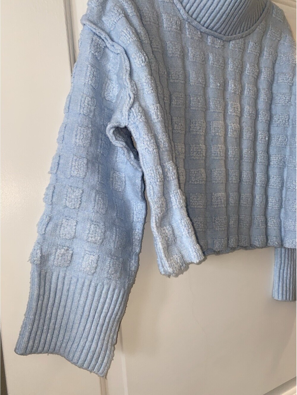 We The Free Care Sweater Women S/P  Free People Soul Searcher Mock Neck Crop Blu - Picture 7 of 9